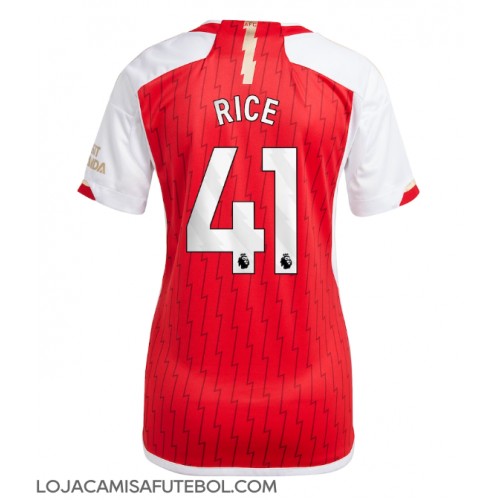 Camisa de Futebol Arsenal Declan Rice #41 Equipamento Principal Mulheres 2023-24 Manga Curta